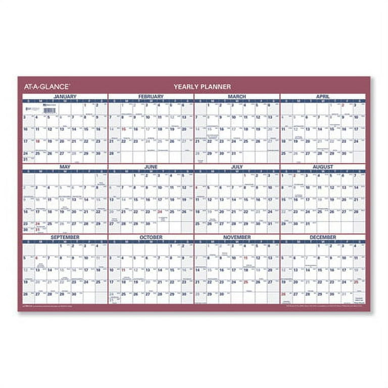 Vertical/Horizontal Wall Calendar, 24 x 36, White/Blue/Red Sheets, 12-Month (Jan to Dec): 2024 Vertical/Horizontal Wall Calendar, 24 x 36, White/Blue/Red Sheets, 12-Month (Jan to Dec): 2024