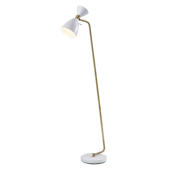 Adesso Oscar Floor Lamp, White with Antique Brass