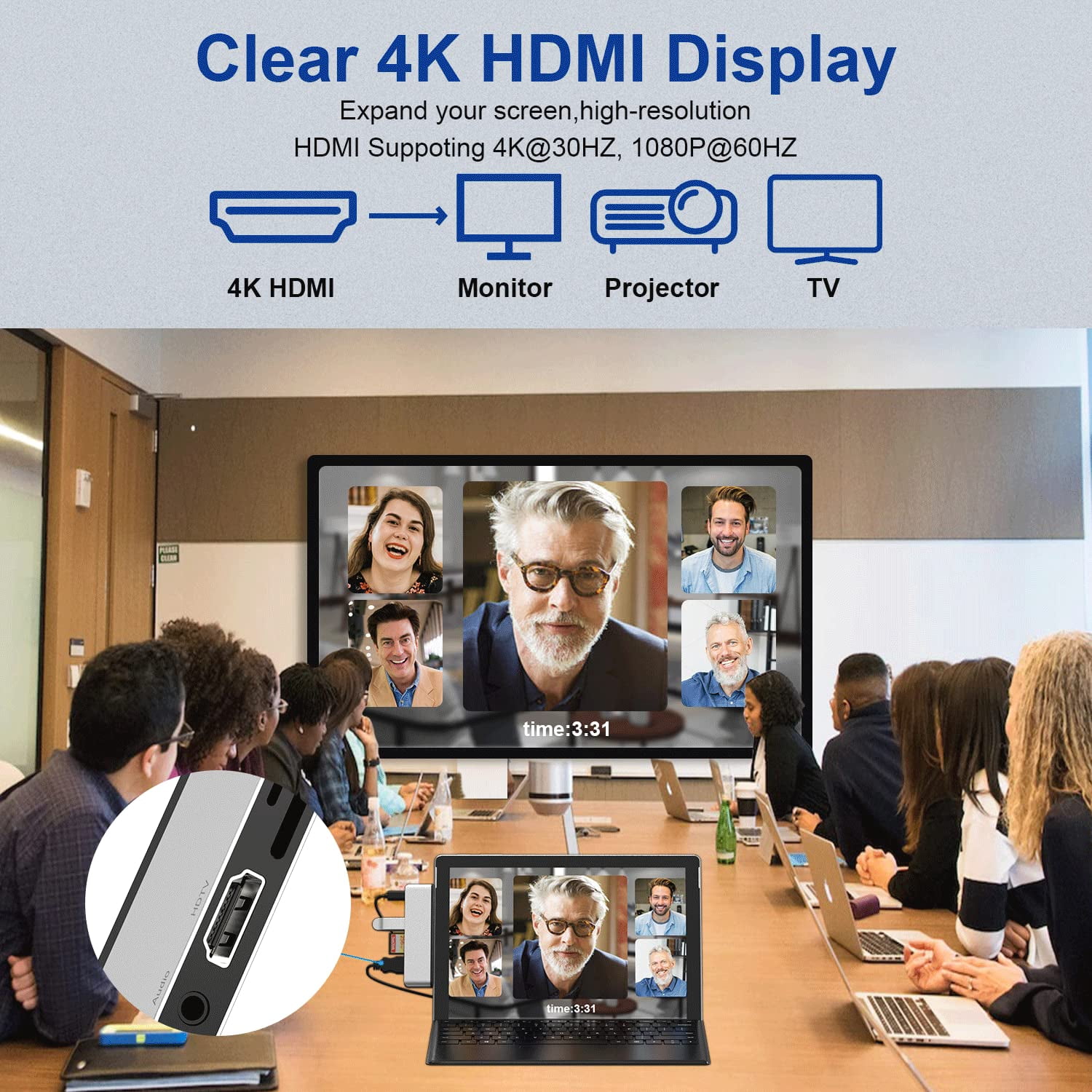 Surface Pro 9/10/11/X Docking Station, Surface Pro 11 USB Hub with 4K HDMI, USB-C Thunderbolt 4 (Display+Data+100W PD), 2 USB 3.0, 3.5mm Audio, SD/TF Card Slot for Surface Pro 9/10/ 11/ X