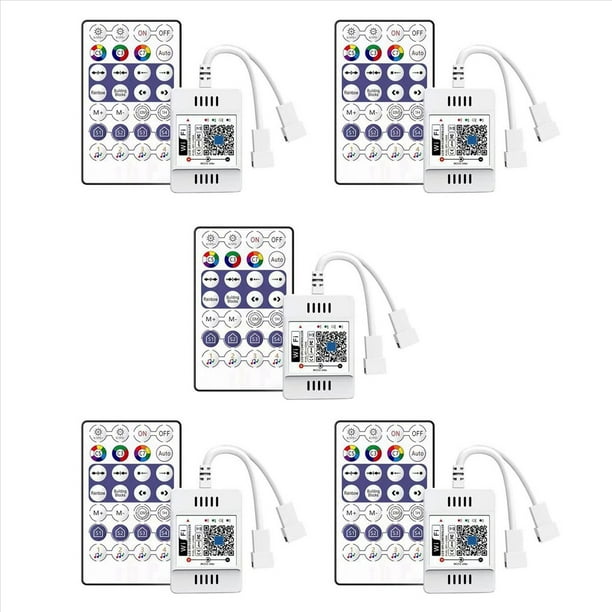 5X DC12-24V 28 Teclas RF Controlador WiFi APP MúSica Control Remoto de Voz para WS2812B WS2811 RGB Tira de Luces LED Atenuador de Hogar