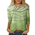 thumbnail image 1 of WEAIXIMIUNG Funny Tshirts Shirts for Women Plus Size Women Spring and Summer Casual Round Neck Three Quarter Sleeve Tshirt Gradient Pattern Print Top, 1 of 4