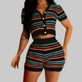 thumbnail image 2 of Short Sets for Women, Short Sets,Women Fashionable Knitted Hollow Short Sleeved V-Neck Top Set,Womens Short Sets, 2 of 3