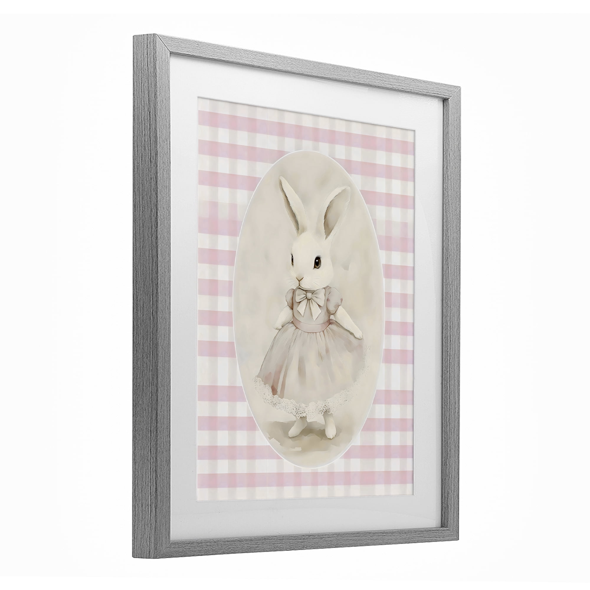 Stupell Industries Sweet Pink Girl Bunny Gray Framed Print Under Glass, design by Arlington Prints