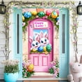 thumbnail image 6 of KOYPTL Easter Door Cover for Front Door, Cute Easter Bunny Egg Wreath Pattern for Front Door, Welcome Door Porch Sign Banner for Spring Holiday Party Easter Decorations Indoor, 35.4x70.8 inch, H, 6 of 7