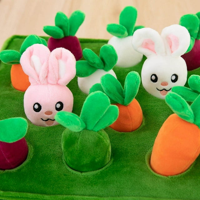 Langgg Funny Dog Carrot Plush Toy Vegetable Chew Toy Pet Interaction Snuffle Mat