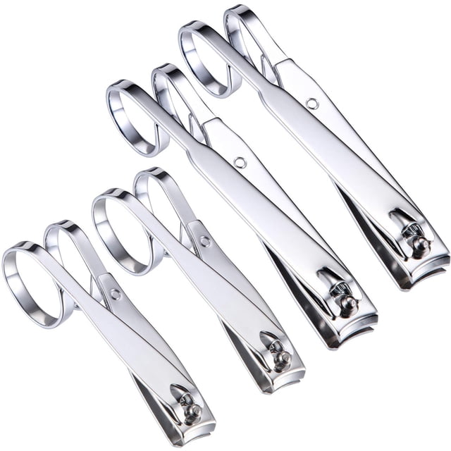 4 Pcs EZ Grip Nail Clippers 360-Degree Rotating Head Scissor Grip Nail Clipper Cutter