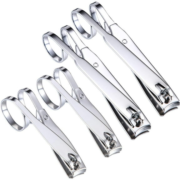 4 Packs Nail Clipper 360-Degree Rotating Head Scissor Grip Toenail Clippers Stainless Steel Edge Fingernail Clipper Set, Large and Small (Easy Grip Style)