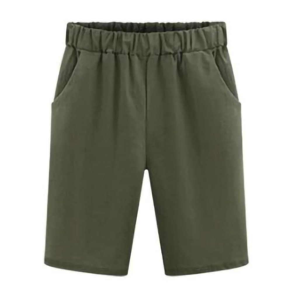 AMaVo Women Elastic Waist Beach Shorts Casual Loose Knee Length