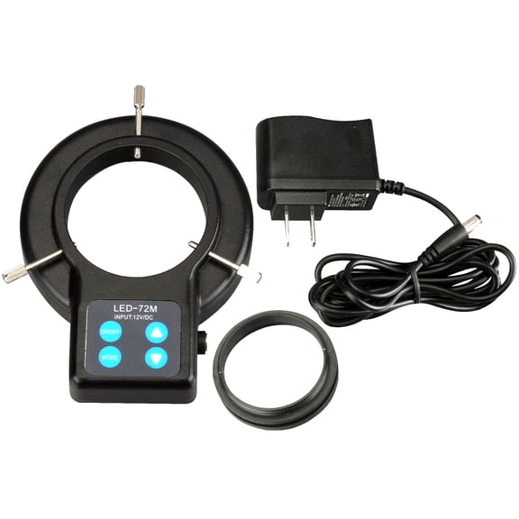 AmScope 72 LED Compact Four-Zone Microscope Ring Light with Adapter New