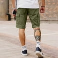 thumbnail image 3 of Nestiefly Mens Cargo Shorts Elastic Waist Running Hiking Bermuda Shorts Knee Length Casual Summer Clothes with Multiple Pockets Army Green L, 3 of 3