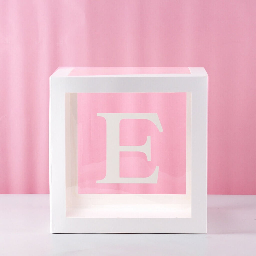 Letter A-Z Cube Transparent Gift Boxes Kid Birthday Baby Shower Party Decor 