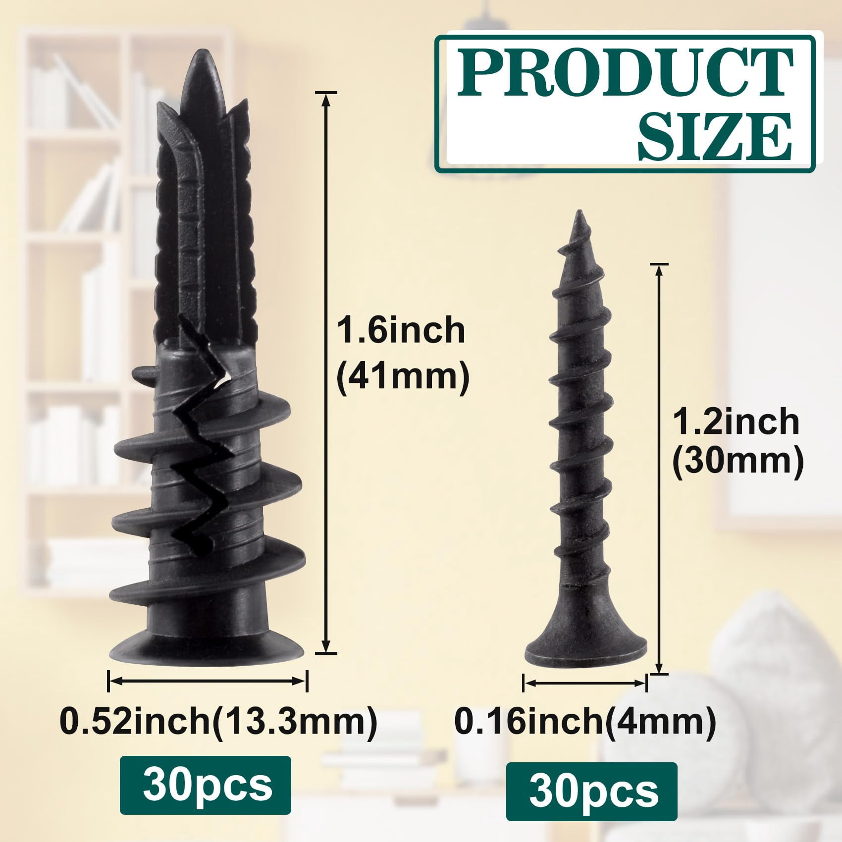 10 Pcs Self Drilling Drywall Anchors with Screws Kit, No Pre Drill Hole Required Wall Anchors for Drywall, Heavy Duty Drywall Anchors (Black)