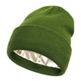 thumbnail image 2 of Wutalume Thermal Satin Lined Winter Bonnet for Women, Chunky Knit Skull Cap with Hair Protection, Warm Unisex Beanie for Cold Weather,Green, 2 of 3