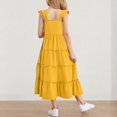 thumbnail image 5 of Girls Dress Boho Flutter Sleeve Tiered A Line Summer Dresses Kids Square Neck Flowy Sundress 3-13 Years, 5 of 5