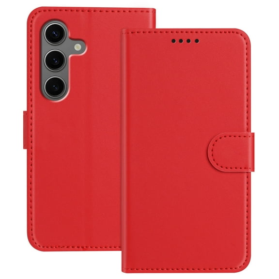 Allytechgroup Case for Samsung Galaxy S25 with Credit Card Slot, Slim Luxury PU Rugged Non-Slip Grip Shockproof Bumper Full Body Protective Cover Men Women Phone Case for Samsung Galaxy S25 , Red