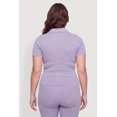 thumbnail image 4 of Women's Plus Size Compression Rib Johnny Collar Short Sleeve Top, 4 of 4