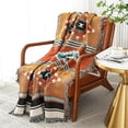 thumbnail image 2 of Manta Decorativa Reversible de Estilo Boho Azteca Verde 130x160 cm, 2 of 9