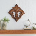 thumbnail image 2 of DecMode Brown Wooden Carved Fleur De Lis Wall Decor, 2 of 9
