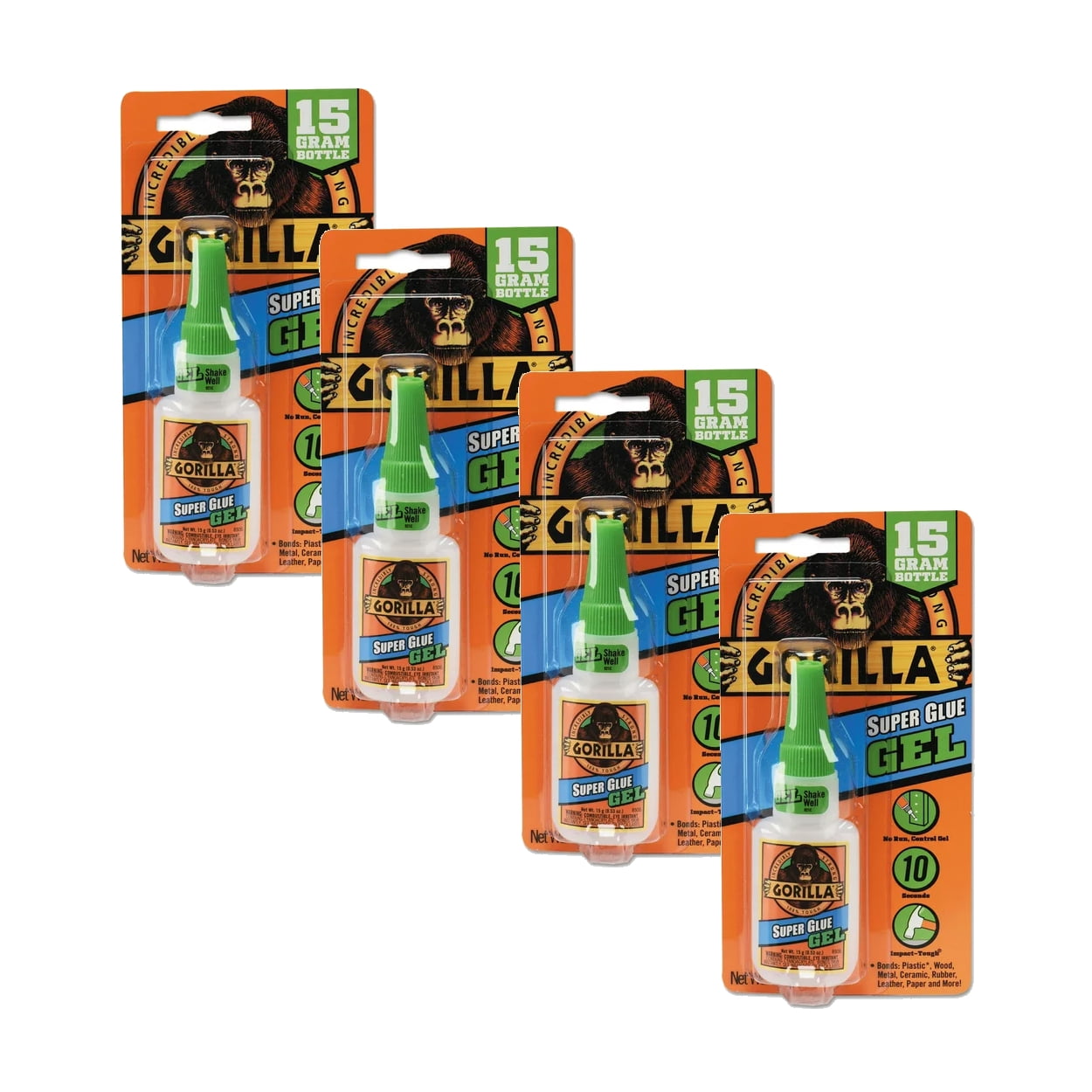 Gorilla Glue Super Glue Gel 15g, 4Pack Bundle