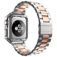 thumbnail image 2 of Metal Apple Watch Band 42mm 44mm 45mm Stainless Steel Strap with TPU Cover, WristBand Link Bracelet Chain for iWatch Series 7 6 5 4 3 2 1 SE, 2 of 7