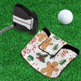 thumbnail image 5 of Haosy Gingerbread Men Holly Leaves Golf Mallet Putter Cover Strong Magnetic Leather Golf Club Headcover Closure, 5 of 7