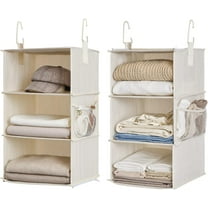 6-Shelf Closet Organizers, Two 3-Shelf Separable Hanging Shelves for Closet