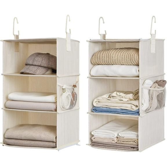 6-Shelf Closet Organizers, Two 3-Shelf Separable Hanging Shelves for Closet