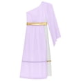 thumbnail image 5 of TiaoBug Girls Ancient Greek Toga One Shoulder Ruffles Maxi Dance Dress for Halloween Festival Show Lavender 12, 5 of 7