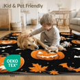 thumbnail image 4 of ODIKA 8'x10' Washable Area Rug Non-Shedding, Easy Care, Pumpkin Spooky Ghost Bat Swarm Vintage Frame Halloween Motif for King Size Bedroom Under Bed, Master Suite, 4 of 7