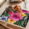 thumbnail image 3 of Colorful Althea Placemats Set&nbsp;of 1 Watercolor Flowers Tropical Monstera Heat Insulation Washable Place Mats, Rustic Non-Slip Table Mats for Dining Table Party Kitchen Decor,13x19 Inch, 3 of 9