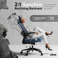 thumbnail image 3 of Oline ErgoAir Ergonomic Office Chair – Adjustable Lumbar Support, Flip-Up Armrests, Mesh Computer Desk Chair, Swivel Rolling Executive Gaming Chair for Home & Office (Navy Blue), 3 of 10