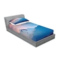 thumbnail image 2 of Ambesonne Nature Fitted Sheet & Pillow Sham Set, Paraglide Sun Mountains, Twin, Blue Pink, 2 of 2