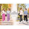 thumbnail image 4 of HILEELANG Girls Cargo Jogger Sweatpants, Stretch Drawstring Pants with Pockets, Pink, Ages 5-6Y, 4 of 13