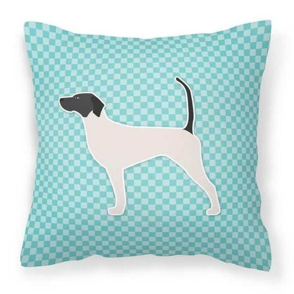 English Pointer Checkerboard Blue Fabric Decorative Pillow
