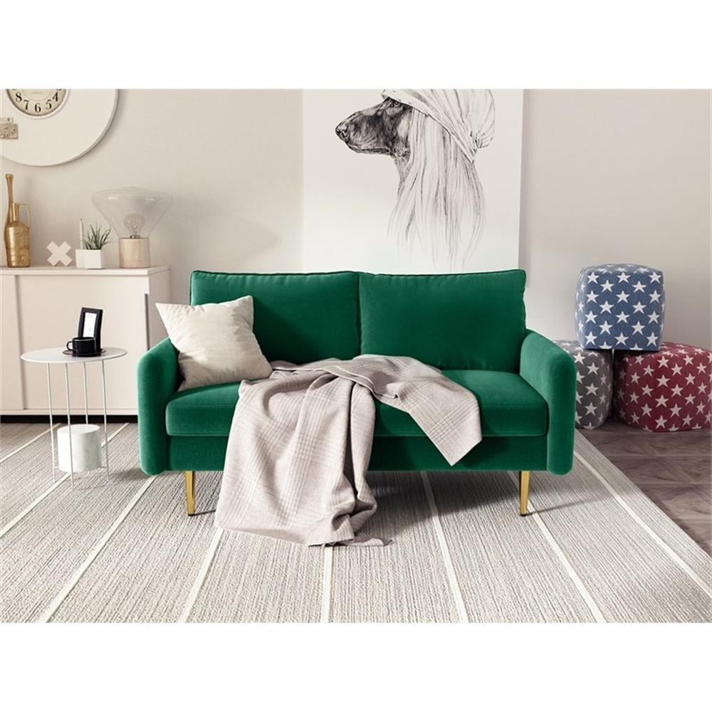 Kingway Furniture Almor Velvet Living Room Loveseat in Green