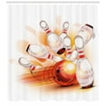 thumbnail image 3 of Ambesonne Bowling Shower Curtain, Ball Crashing, 69"Wx75"L, Red Orange White, 3 of 3