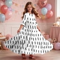thumbnail image 6 of ITSAME Girls A-Line Dress Crew Neck 3/4 Sleeve Flowy Ruffle Summer Casual Fashion Printed Dress White Size 8, 6 of 7