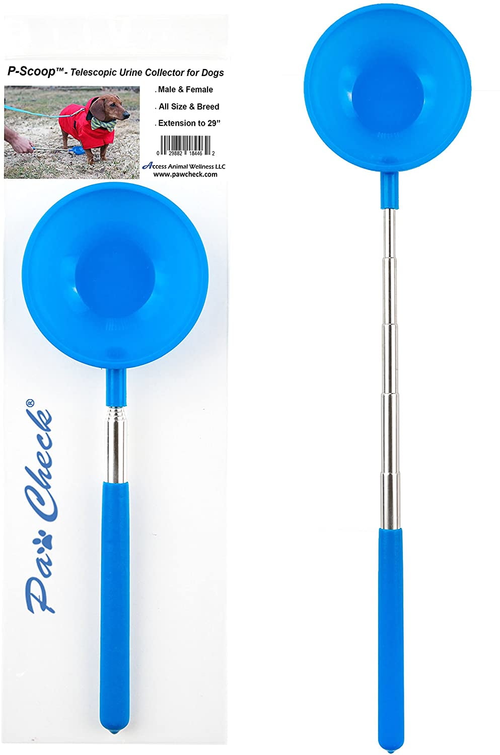 Pawcheck - P-Scoop Dog Urine Collector - Telescopic Urine Catcher for Dogs,  Extends to 29