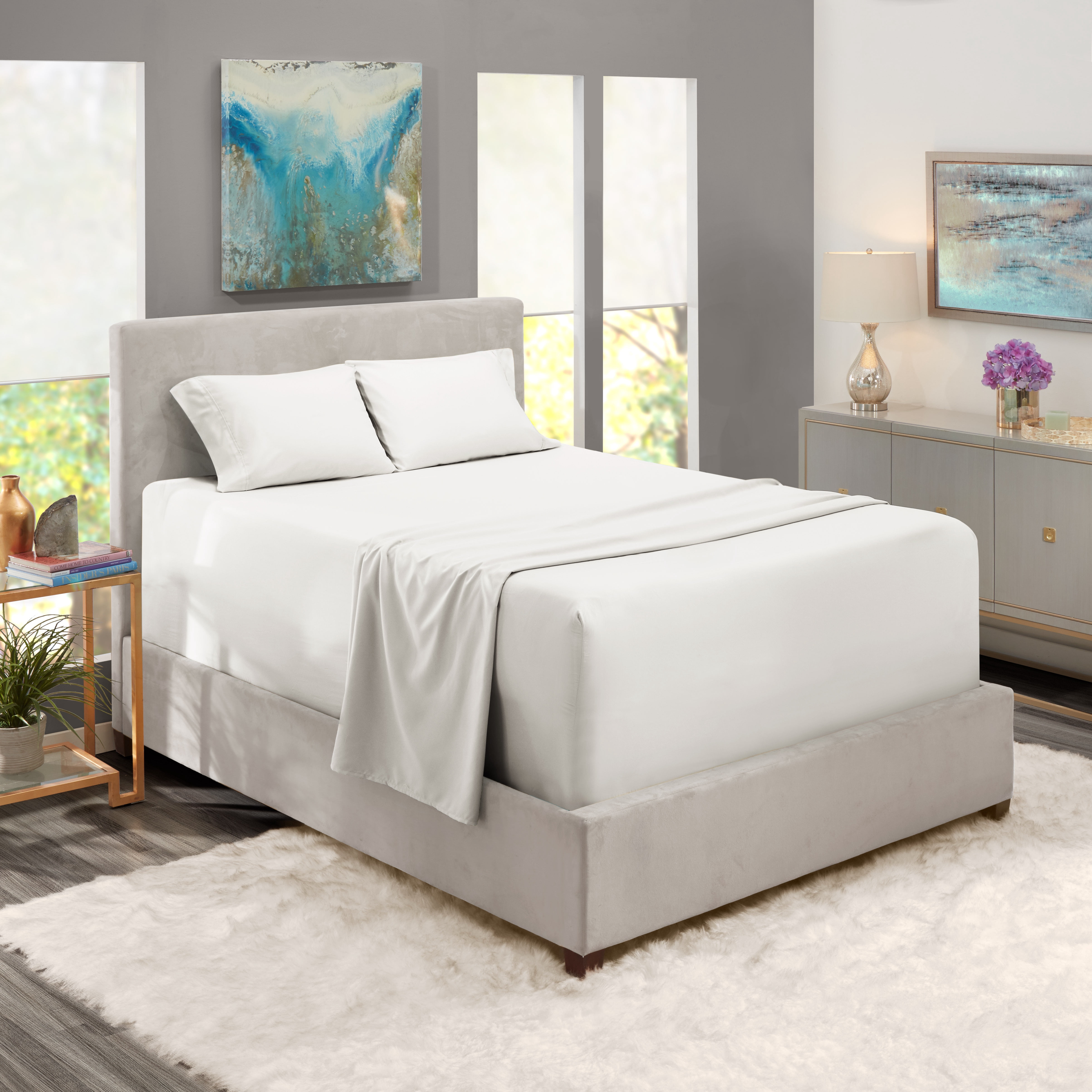 LammaLoe Extra Deep Pocket California King Sheets Set, 4 Piece, Fits 18"-24" Mattress, Breathable & Extra Soft Bed Sheets, White