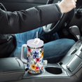 thumbnail image 4 of Yayeee 40oz Stainless Steel Tumbler with Straw and Handle Double-Wall Insulated Travel Water Bottle, Watercolor Flowers Pattern, 4 of 8