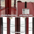 thumbnail image 6 of Curio Cabinet with Glass Doors, Glass Display Cabinet China Cabinet with Adjustable Shelves & Mirrored Back Panel, Built-in Lighted, Corner Cabinet Glass Display Case for Living Room, Entryway, Cherry, 6 of 9