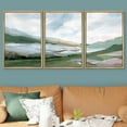 thumbnail image 3 of PixonSign Framed Wall Art Set Pastel Watercolor Blue Cloud Sky Mountain Countryside Canvas Print Nature Wilderness Modern Art Decor Scenic Relax/Calm for Bedroom - 24"x36"x3 Panels Natural, 3 of 5