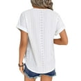 thumbnail image 5 of UVN T Shirts for Women Summer Short Sleeve Eyelet Tops Dressy Casual Crewneck Blouses, 5 of 9