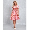 thumbnail image 1 of HKEDES Women Summer Midi Dress, V-Neck, Short Sleeve, Multiple Colors, 1 of 10