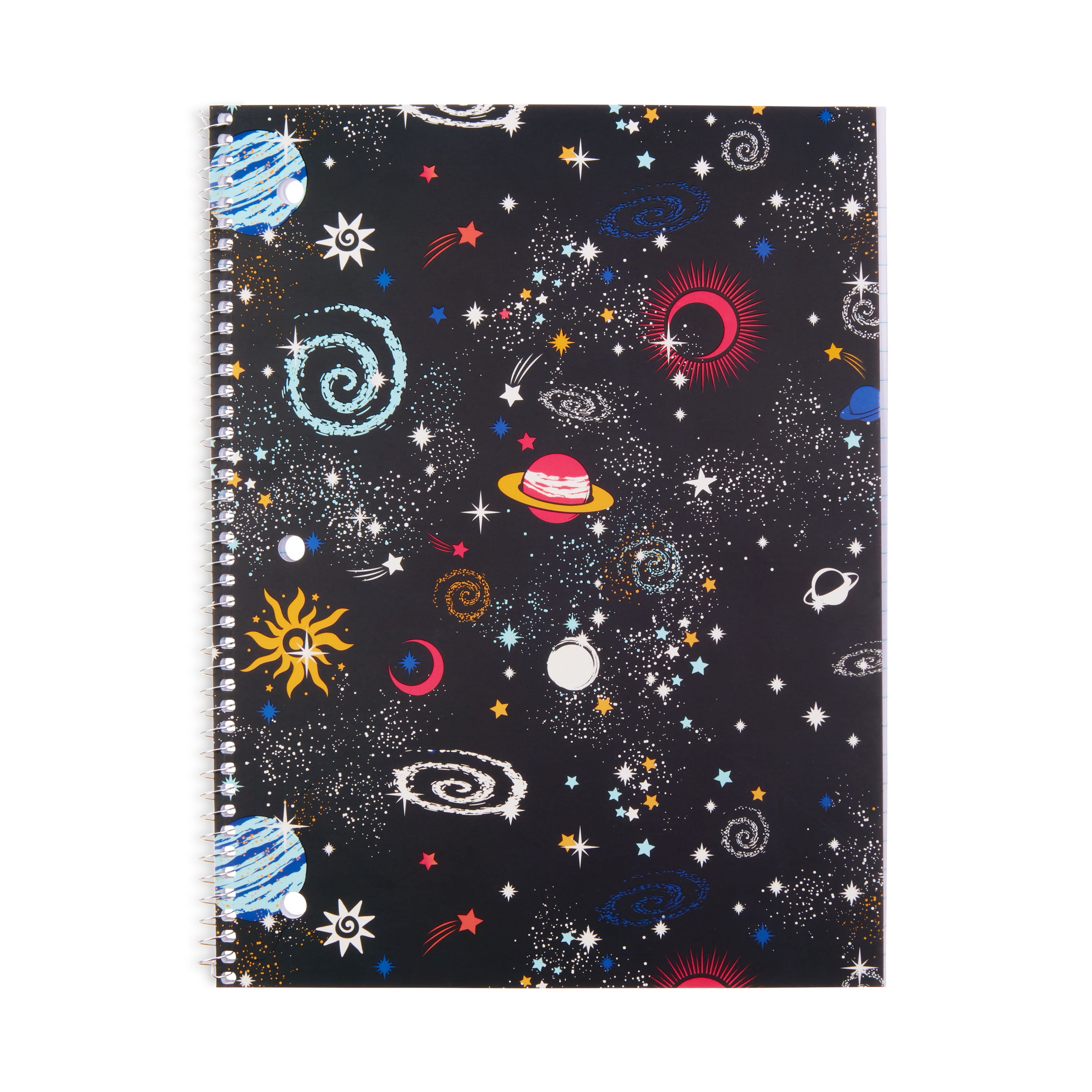 Pen+Gear Poly Subject Notebook, Black with Outer Space Design