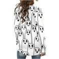 thumbnail image 3 of Cardigan Sweater for Women Lightweight Loose Casual Open Front Pumpkin/Ghost Printed Long Sleeve Jacket Outwear (Large, White 01), 3 of 5