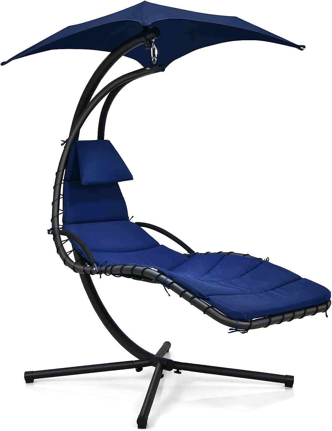 Hanging Chair Chaise Lounge Chair, Outside Hammock Chair with Stand