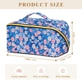 thumbnail image 4 of FORMRS Makeup Bag Travel Cosmetic Organizer for Women Fold Flat Zipper Pouch with Handle, Blue Daisy, 4 of 8
