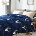 thumbnail image 6 of Flannel Fleece Blanket for Queen Bed,Soft Navy Anchor Pattern Warm Cozy Blanket,90" x90", 6 of 6