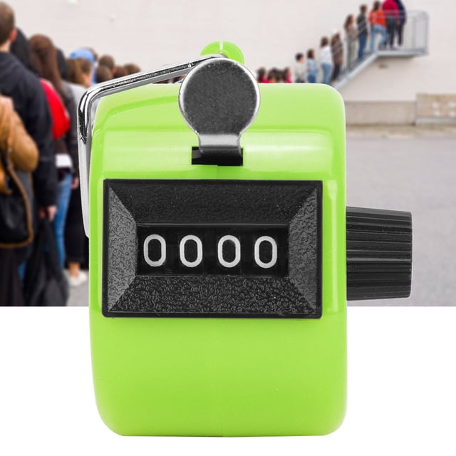 Metal Case Hand Tally Counter, 4, Digits Reset Plastic Knob, Mixed Colors with Hook for Conference Traffic Data Statistics